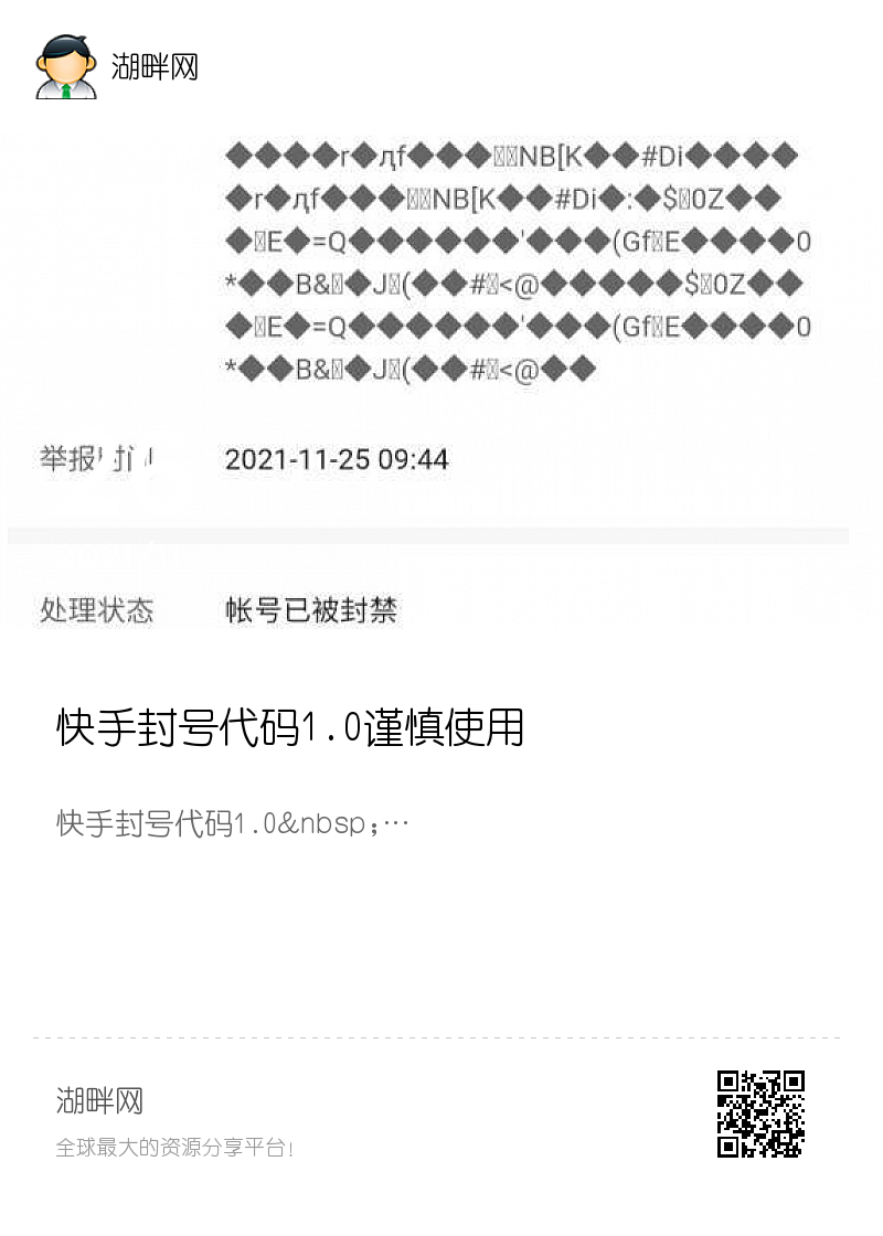 快手封号代码1.0谨慎使用分享封面